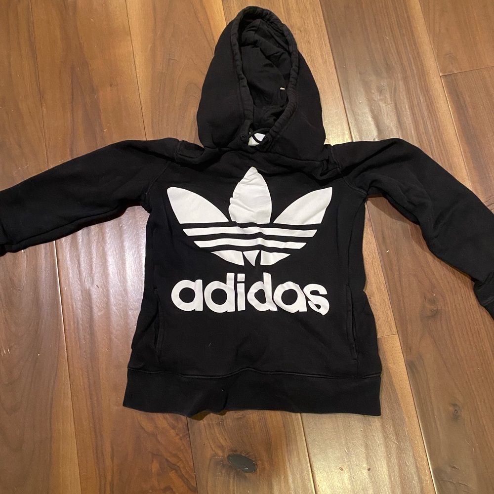 Adidas Black and White Logo Hoodie